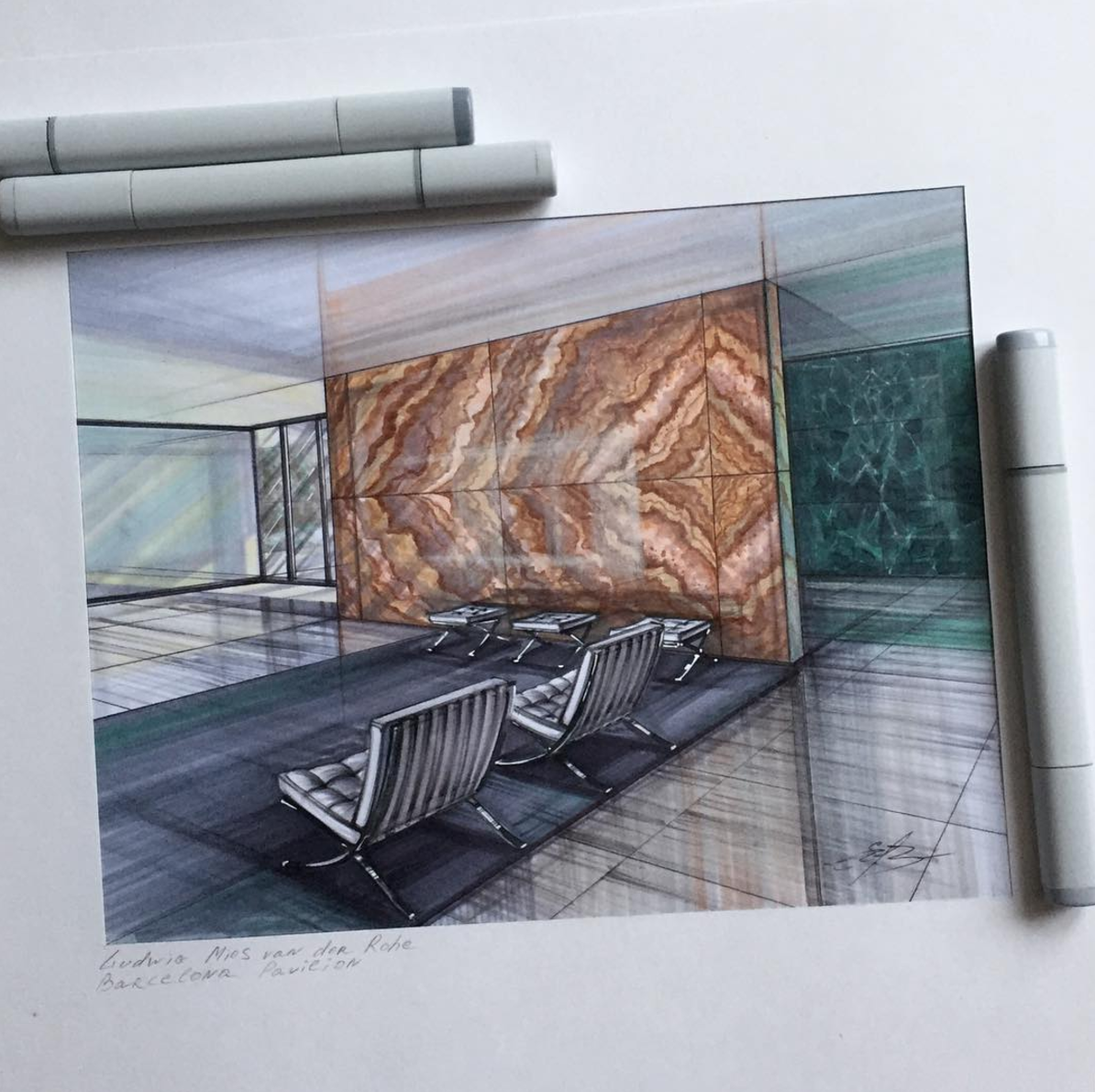 Дизайнерские скетчи маркерами